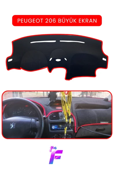 MİRCEM PEUGEOT 206 Büyük Ekran Uyumlu Torpido Örtüsü | Güneşten Korur | Kolay Montaj | Tam Uyum | T75 Kırmızı ürün görseli 1