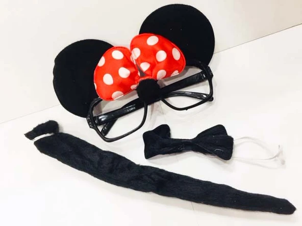 Parti Malzemeleri Minnie Mouse Gözlüğü Papyonu Kuyruğu Seti ürün görseli 1