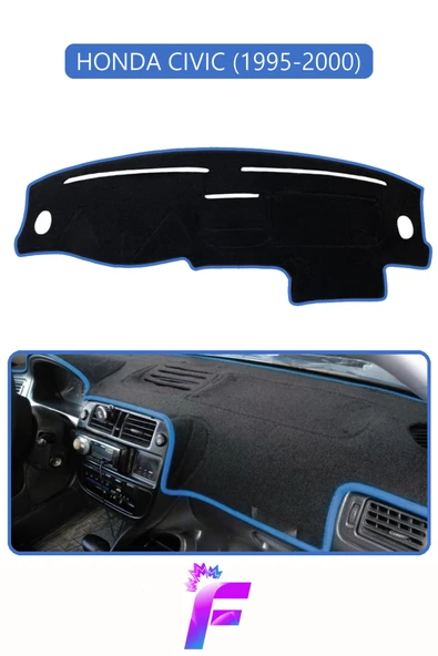 MİRCEM HONDA CIVIC (1995-2000) Uyumlu Torpido Örtüsü | Yansıma Önleyici | Kolay Montaj | Tam Koruma | F53 Mavi ürün görseli 1