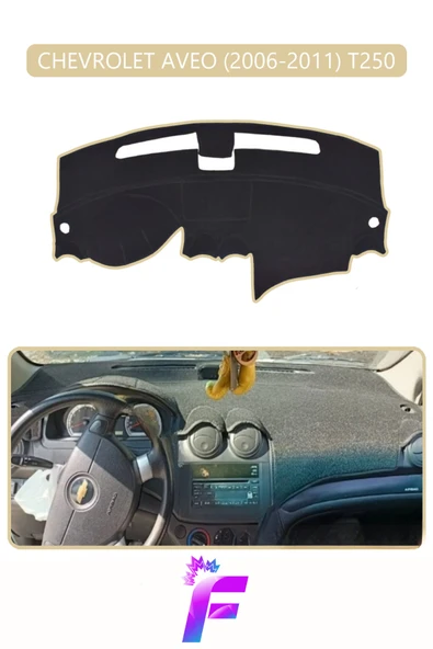 MİRCEM CHEVROLET AVEO (2006-2011) Araca Özel Torpido Örtüsü | Ön Göğüs Kılıfı | Tam Koruma | Tam Uyum | D49 Bej ürün görseli 1