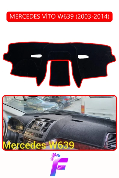 MİRCEM MERCEDES VİTO (2003-2014) Uyumlu Torpido Örtüsü | Kolay Montaj | Yansıma Önleyici | Koruma | G93 Kırmızı ürün görseli 1
