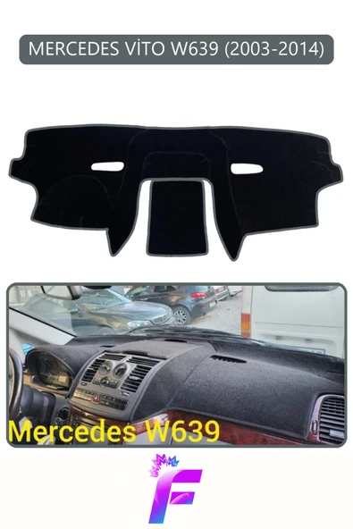 MİRCEM MERCEDES VİTO (2003-2014) Uyumlu Torpido Örtüsü | Kolay Montaj | Yansıma Önleyici | Koruma | G92 Gri ürün görseli 1