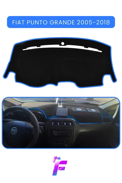 MİRCEM FIAT PUNTO GRANDE (2005-2018) Uyumlu Torpido Örtüsü | Araca Özel Üretim | Kolay Montaj | TB47 Mavi ürün görseli 1