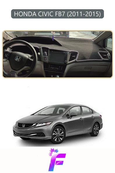 MİRCEM HONDA CIVIC FB7 (2011-2015) Torpido Örtüsü | Güneşten Korur | Kolay Montaj | Tam Uyum | F56 Gri ürün görseli 1