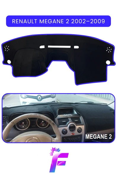 MİRCEM RENAULT Megane 2 (2002–2009) Uyumlu Torpido Örtüsü | Çatlama ve Isıya Karşı Tam Koruma | A59 Mavi ürün görseli 1