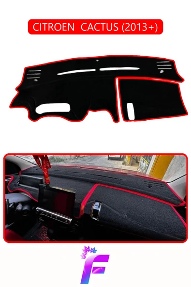 MİRCEM CITROEN CACTUS (2013+) Uyumlu Torpido Örtüsü | Hızlı  Montaj | Kaymaz Tasarım | Tam Uyum | D81 Kırmızı ürün görseli 1