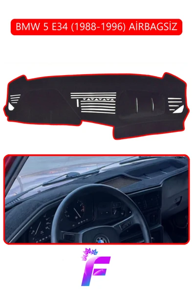 MİRCEM BMW E34 AİRBAGSİZ (1988-1996) Torpido Örtüsü | Güneşten Korur | Kolay Montaj | Tam Uyum | C93 Kırmızı ürün görseli 1