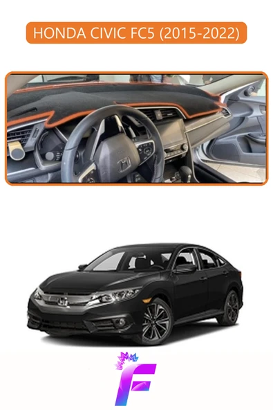 MİRCEM HONDA CIVIC FC5 (2015-2022) Torpido Örtüsü | Güneşten Korur | Kolay Montaj | Tam Uyum | F64 Kahverengi ürün görseli 1