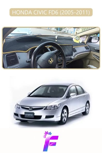 MİRCEM HONDA CIVIC FD6 (2005-2011) Uyumlu Torpido Örtüsü | Yansıma Önleyici | Hızlı Montaj | Koruma | F67 Bej ürün görseli 1