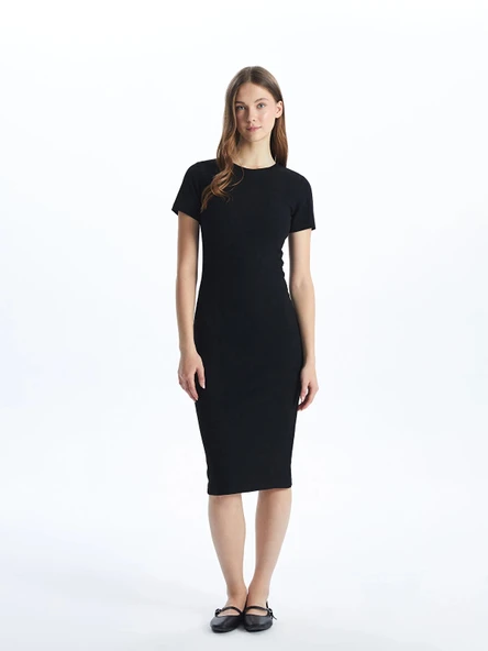XSIDE SİYAH Bisiklet Yaka Kadın Bodycon Elbise ürün görseli 1