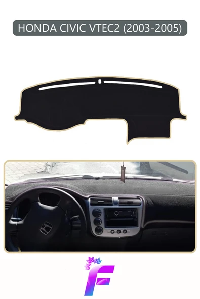 MİRCEM HONDA CIVIC VTEC2 (2003-2005) Uyumlu Torpido Örtüsü | Yansıma Önleyici | Hızlı Montaj | Koruma | F74 Gri ürün görseli 1