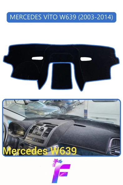 MİRCEM MERCEDES VİTO (2003-2014) Uyumlu Torpido Örtüsü | Kolay Montaj | Yansıma Önleyici | Koruma | G95 Mavi ürün görseli 1
