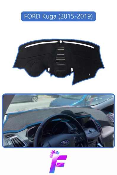 MİRCEM FORD KUGA (2015-2019) Araca Özel Torpido Örtüsü | Kolay Montaj | Güneşten Korur | Oto Aksesuar | F17 Mavi ürün görseli 1