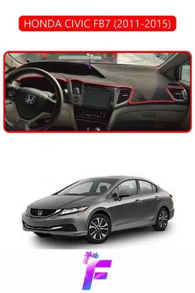 MİRCEM HONDA CIVIC FB7 (2011-2015) Torpido Örtüsü | Güneşten Korur | Kolay Montaj | Tam Uyum | F57 Kırmızı ürün görseli 1