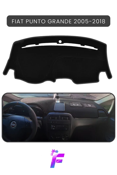 MİRCEM FIAT PUNTO GRANDE (2005-2018) Uyumlu Torpido Örtüsü | Araca Özel Üretim | Kolay Montaj | TB48 Siyah ürün görseli 1