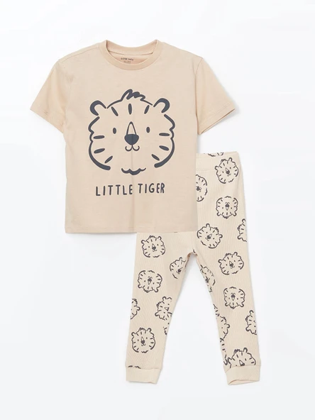 LCW baby BEJ Bisiklet Yaka Erkek Bebek Pijama Takımı ürün görseli 1