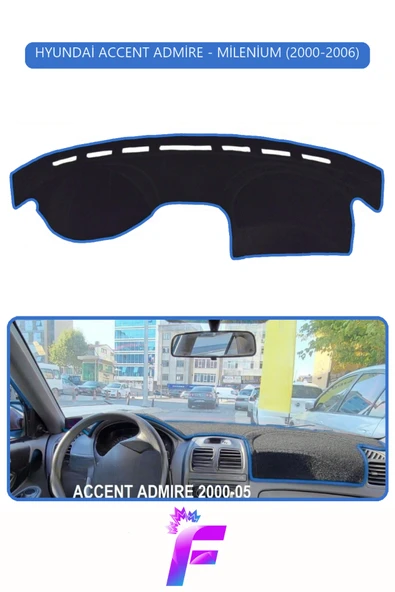 MİRCEM HYUNDAİ ACCENT ADMİRE/MİLENİUM (2000-2006) Torpido Örtüsü | Güneşten, Isıdan, Çatlamadan Korur | F95 Mavi ürün görseli 1