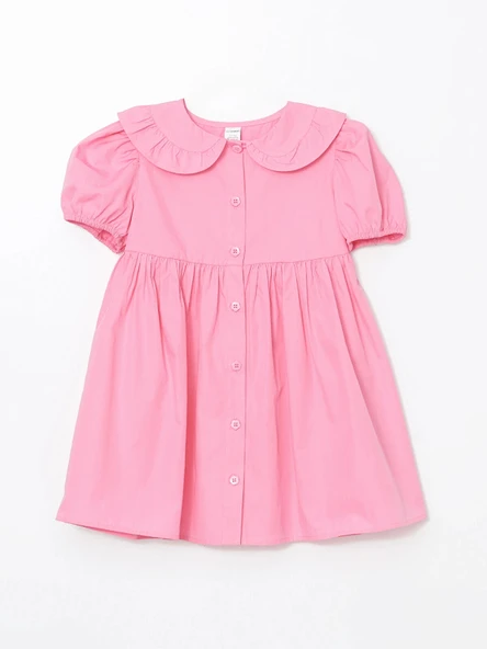 LCW Kids PEMBE Bebe Yaka Poplin Kız Çocuk Elbise ürün görseli 1