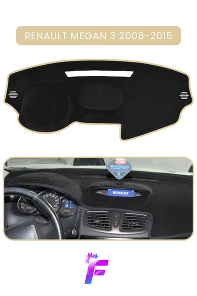 MİRCEM RENAULT MEGANE 3 (2008-2015) Torpido Örtüsü | Güneşten Korur | Kolay Montaj | Tam Uyum | A43 Bej ürün görseli 1