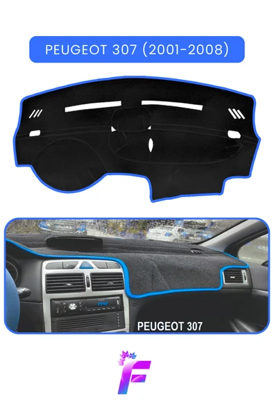 MİRCEM PEUGEOT 307 (2001-2008) Araca Özel Torpido Örtüsü | Ön Göğüs Kılıfı | Tam Koruma | Oto Aksesuar |T95 Mavi ürün görseli 1