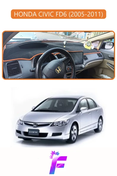 MİRCEM HONDA CIVIC FD6 (2005-2011) Uyumlu Torpido Örtüsü | Yansıma Önleyici | Hızlı Montaj | Koruma | F70 Kahverengi ürün görseli 1