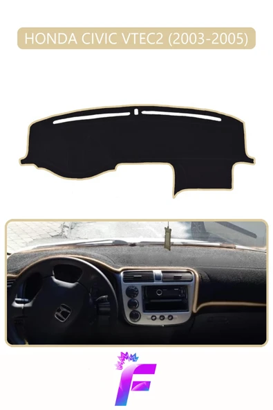 MİRCEM HONDA CIVIC VTEC2 (2003-2005) Uyumlu Torpido Örtüsü | Yansıma Önleyici | Hızlı Montaj | Koruma | F73 Bej ürün görseli 1