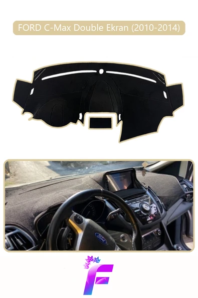 MİRCEM FORD C-MAX DOUBLE EKRAN (2010-2014) Torpido Örtüsü | Güneşten Korur | Kolay Montaj | Tam Uyum | E85 Bej ürün görseli 1