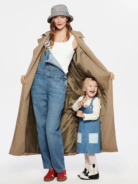 LCW Kids İNDİGO Cepli Kız Çocuk Jean Elbise ürün görseli 1