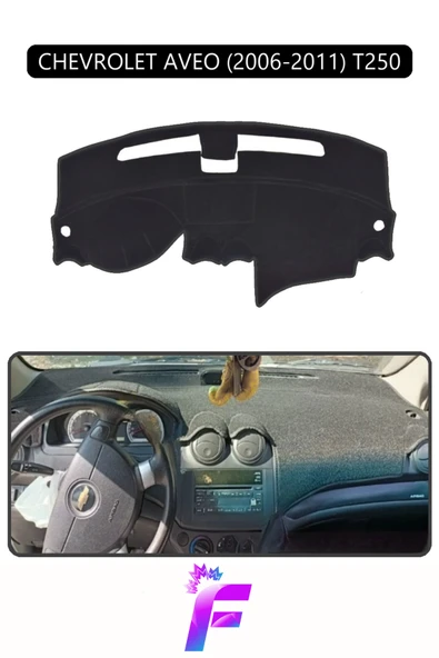 MİRCEM CHEVROLET AVEO (2006-2011) Araca Özel Torpido Örtüsü | Ön Göğüs Kılıfı | Tam Koruma | Tam Uyum | D54 Siyah ürün görseli 1