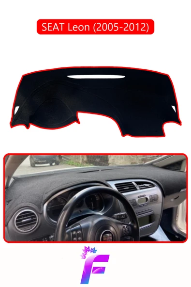 MİRCEM SEAT LEON (2005-2012) Uyumlu Torpido Örtüsü | Yansıma Önleyici | Tam Koruma | Hızlı Montaj | K21 Kırmızı ürün görseli 1
