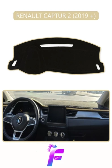 MİRCEM RENAULT CAPTUR 2 (2019+) Uyumlu  Torpido Örtüsü | Yansıma Önleyici | Koruma | Hızlı Montaj | J49 Bej ürün görseli 1