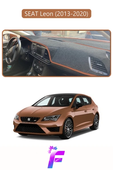 MİRCEM SEAT LEON (2013-2020) Uyumlu Torpido Örtüsü | Yansıma Önleyici | Tam Koruma | Hızlı Montaj | K28 Kahverengi ürün görseli 1