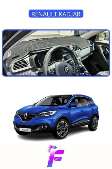 MİRCEM RENAULT KADJAR (2015-2018) Uyumlu Torpido Örtüsü | Yansıma Önleyici | Tam Koruma | Hızlı Montaj |J77 Mavi ürün görseli 1