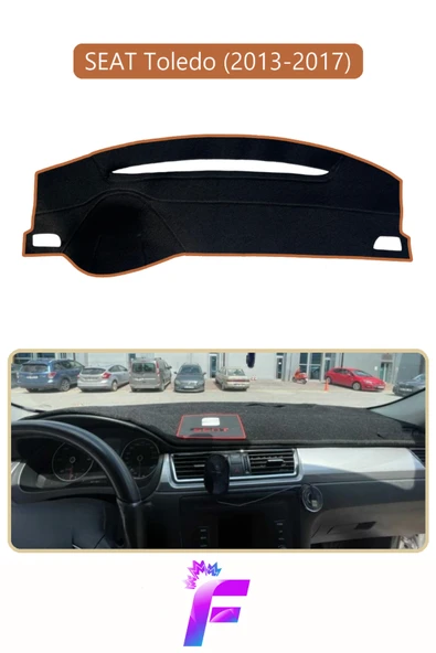 MİRCEM SEAT TOLEDO (2013-2017) Uyumlu Torpido Örtüsü | Yansıma Önleyici | Tam Koruma | Hızlı Montaj | K34 Kahverengi ürün görseli 1
