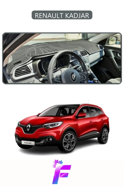 MİRCEM RENAULT KADJAR (2015-2018) Uyumlu Torpido Örtüsü | Yansıma Önleyici | Tam Koruma | Hızlı Montaj |J74 Gri ürün görseli 1