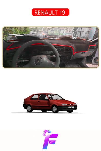 MİRCEM RENAULT 19  Uyumlu  Torpido Örtüsü | Yansıma Önleyici | Tam Koruma | Hızlı ve Kolay Montaj | J39 Kırmızı ürün görseli 1