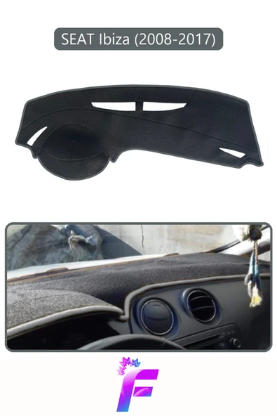 MİRCEM SEAT IBIZA (2008-2017) Uyumlu Torpido Örtüsü | Yansıma Önleyici | Tam Koruma | Hızlı Montaj | K14 Gri ürün görseli 1