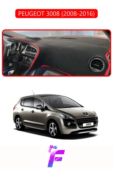 MİRCEM PEUGEOT 3008 (2008-2016) Uyumlu Torpido Örtüsü | Yansıma Önleyici | Tam Koruma | Kolay Montaj | J9 Kırmızı ürün görseli 1
