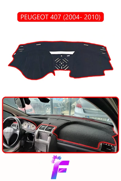 MİRCEM PEUGEOT 407 (2004-2010) Uyumlu Torpido Örtüsü | Yansıma Önleyici | Tam Koruma | Kolay Montaj | H87 Kırmızı ürün görseli 1