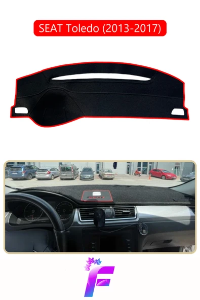 MİRCEM SEAT TOLEDO (2013-2017) Uyumlu Torpido Örtüsü | Yansıma Önleyici | Tam Koruma | Hızlı Montaj | K33 Kırmızı ürün görseli 1