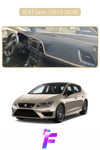 MİRCEM SEAT LEON (2013-2020) Uyumlu Torpido Örtüsü | Yansıma Önleyici | Tam Koruma | Hızlı Montaj | K25 Bej ürün görseli 1