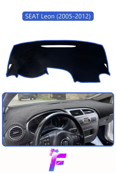 MİRCEM SEAT LEON (2005-2012) Uyumlu Torpido Örtüsü | Yansıma Önleyici | Tam Koruma | Hızlı Montaj | K23 Mavi ürün görseli 1