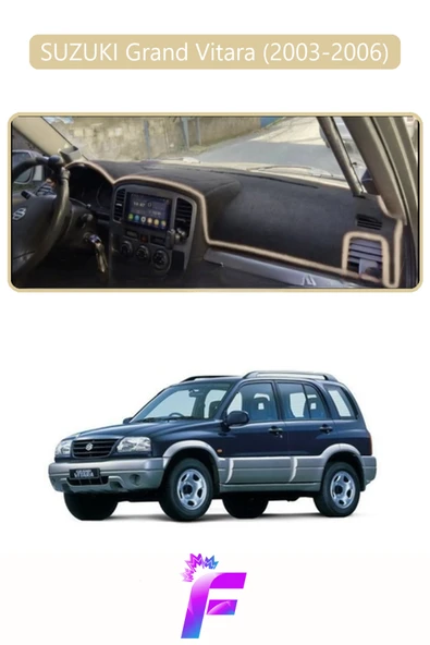 MİRCEM SUZUKI GRAND VİTARA (2003-2006) Uyumlu Torpido Örtüsü | Yansıma Önleyici | Tam Koruma | K43 Bej ürün görseli 1