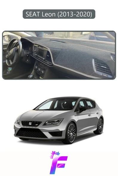 MİRCEM SEAT LEON (2013-2020) Uyumlu Torpido Örtüsü | Yansıma Önleyici | Tam Koruma | Hızlı Montaj | K26 Gri ürün görseli 1