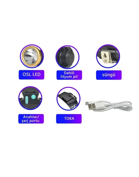 Şarjlı Baret Lambası Osl Led - Resim 3