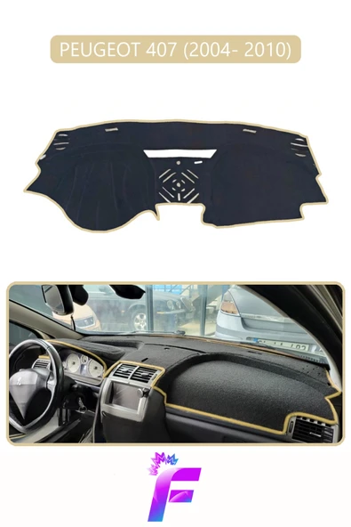MİRCEM PEUGEOT 407 (2004-2010) Uyumlu Torpido Örtüsü | Yansıma Önleyici | Tam Koruma | Kolay Montaj | H85 Bej ürün görseli 1