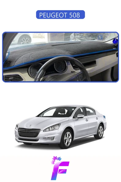 MİRCEM PEUGEOT 508 (2010-2018) Uyumlu Torpido Örtüsü | Yansıma Önleyici | Tam Koruma | Kolay Montaj | H95 Mavi ürün görseli 1