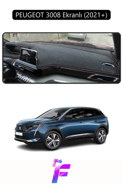 MİRCEM PEUGEOT 3008 EKRANLI (2021+) Uyumlu Torpido Örtüsü | Yansıma Önleyici | Koruma | Kolay Montaj | J18 Siyah ürün görseli 1