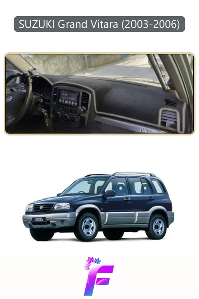 MİRCEM SUZUKI GRAND VİTARA (2003-2006) Uyumlu Torpido Örtüsü | Yansıma Önleyici | Tam Koruma | K44 Gri ürün görseli 1