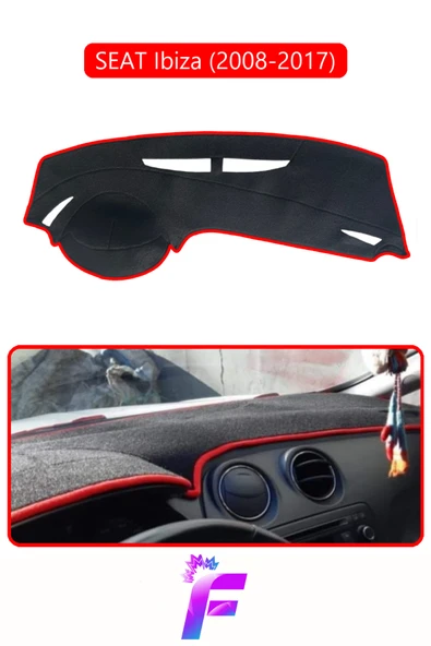 MİRCEM SEAT IBIZA (2008-2017) Uyumlu Torpido Örtüsü | Yansıma Önleyici | Tam Koruma | Hızlı Montaj | K15 Kırmızı ürün görseli 1